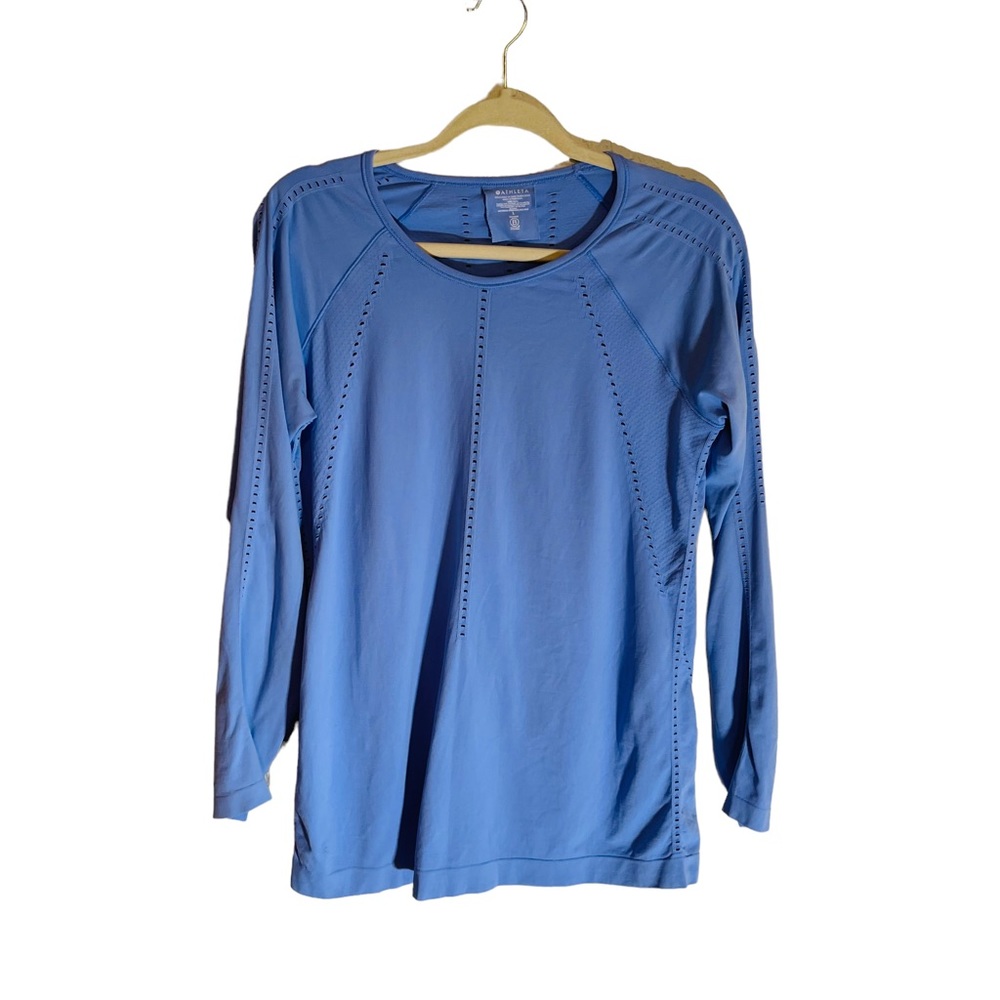 Athleta Periwinkle Foothill Long Sleeve Athletic Lightweight Activewear Shirt - Picture 4 of 6